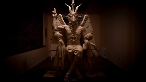 temple satanique statue Baphomet cérémonie Détroit