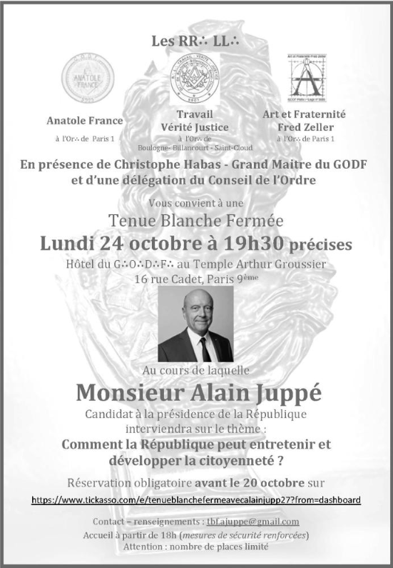 Juppé campagne loges Grand Maître Grand Orient France photo