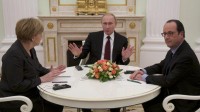 Ukraine Vladimir Poutine a poliment écouté Angela Merkel et François Hollande