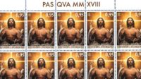 Jésus musclé timbre Pâques Vatican