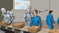 robots manifestent contre IA