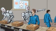 robots manifestent contre IA