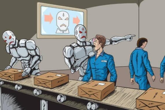 robots manifestent contre IA